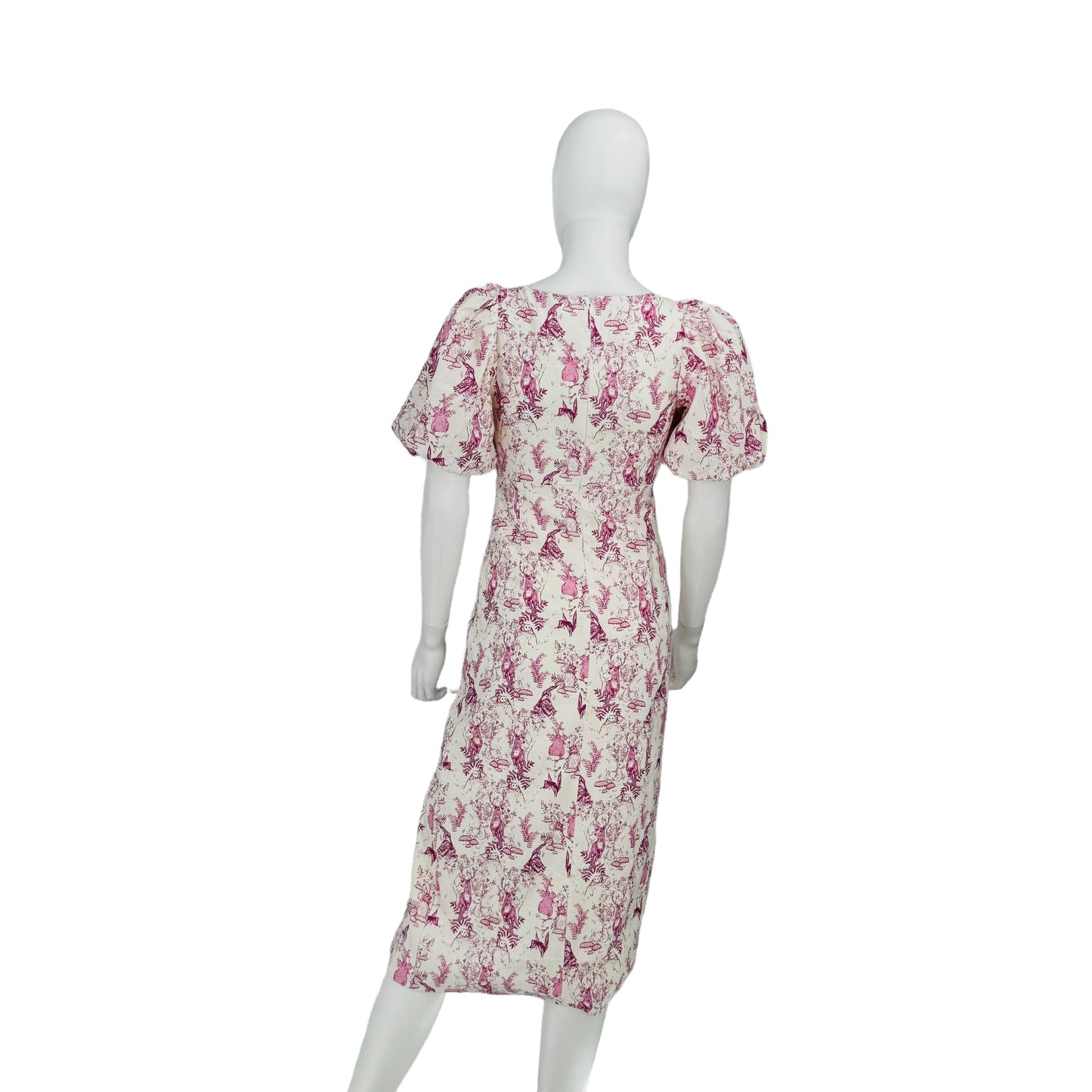 Hyacinth House Pink and White Woodland Wilma Midi Dress