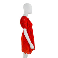 Hyacinth House Orange Eyelet Clara Short Sleeve Mini Dress