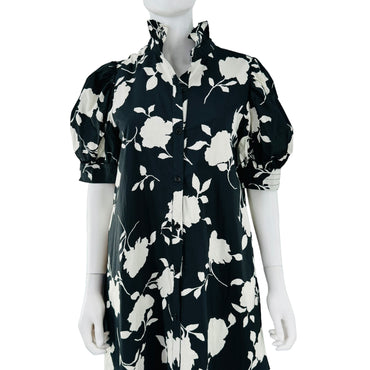 Hyacinth House Black & White Floral Louisa Midi Dress
