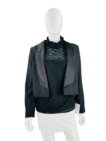 Rixo London Black Otto Cropped Tuxedo Jacket