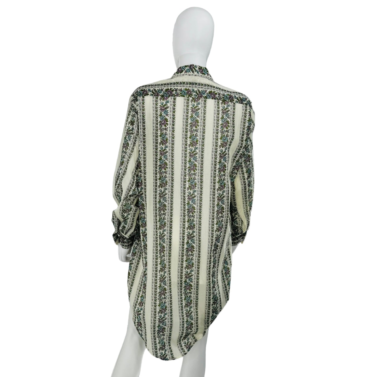 Millie Hollie Ivory Long Sleeve Mini Shirt Dress in Goa Floral Print