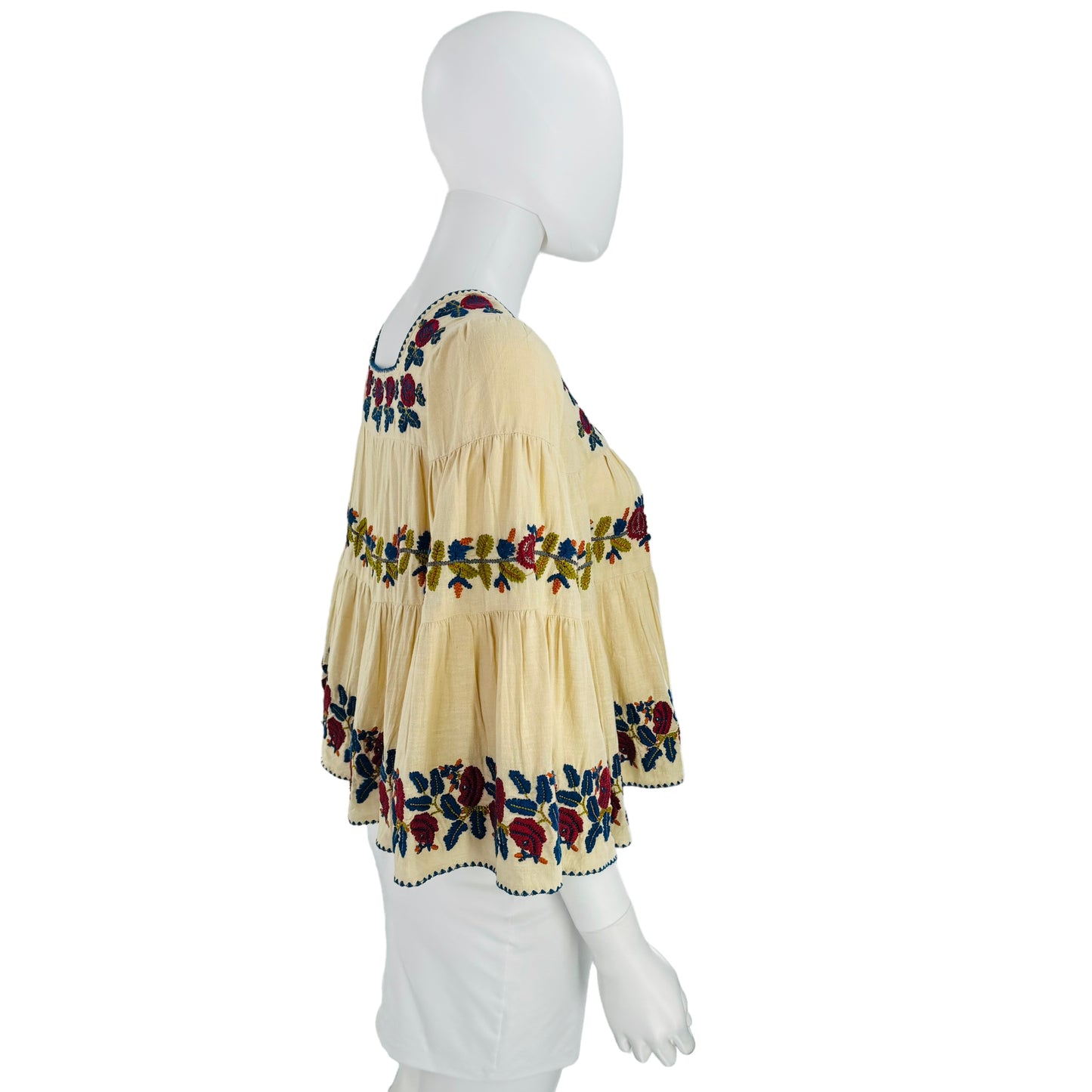 Sea New York Nan Silk Embroidery Beige Relaxed Fit Blouse