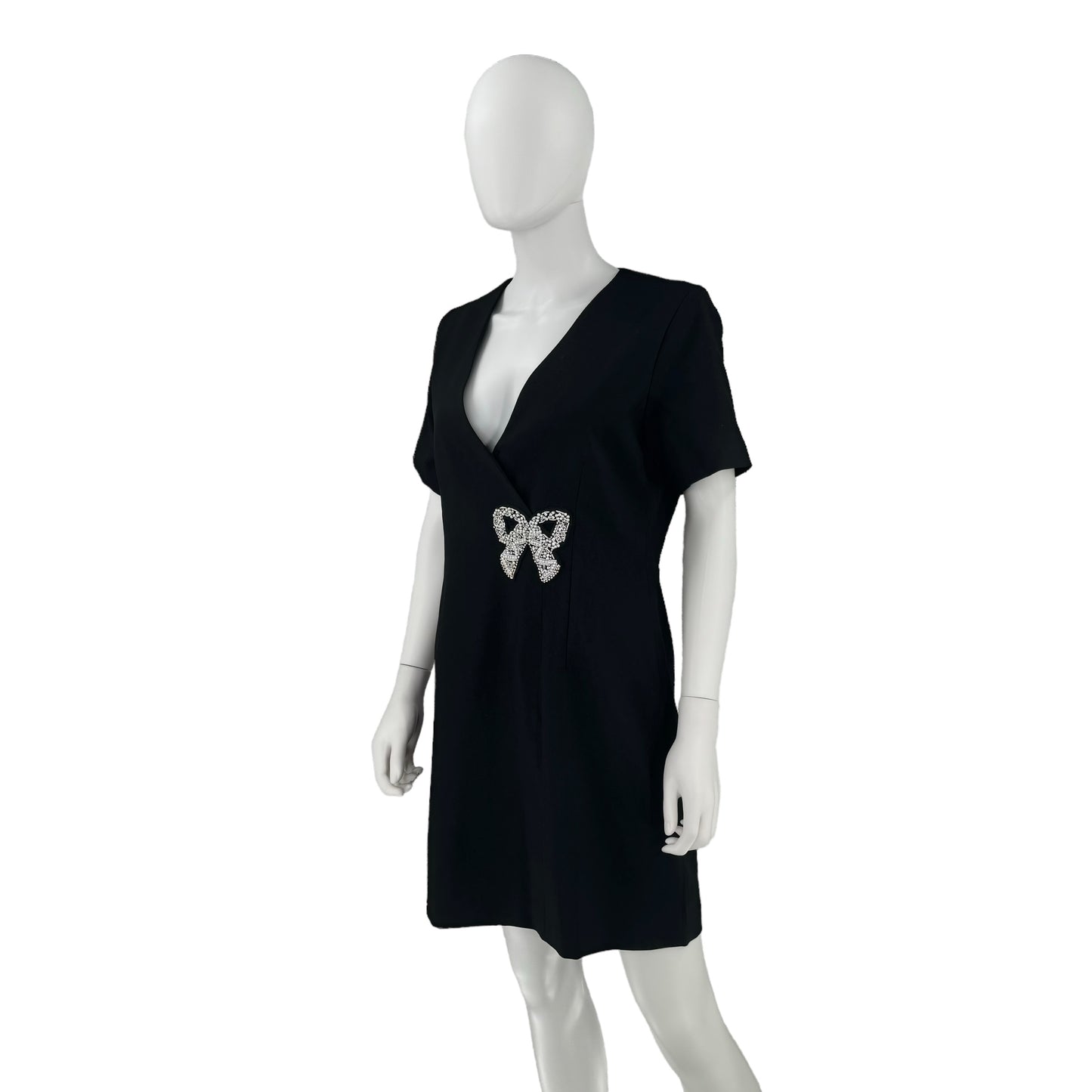 Hyacinth House Beaded Bow Amal Black Mini Dress