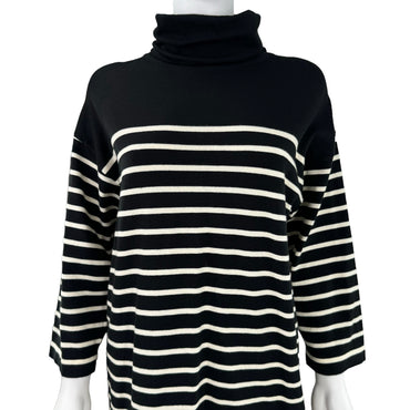 Pomander Place Black Striped Durand Turtleneck Long Sleeve Mini Dress