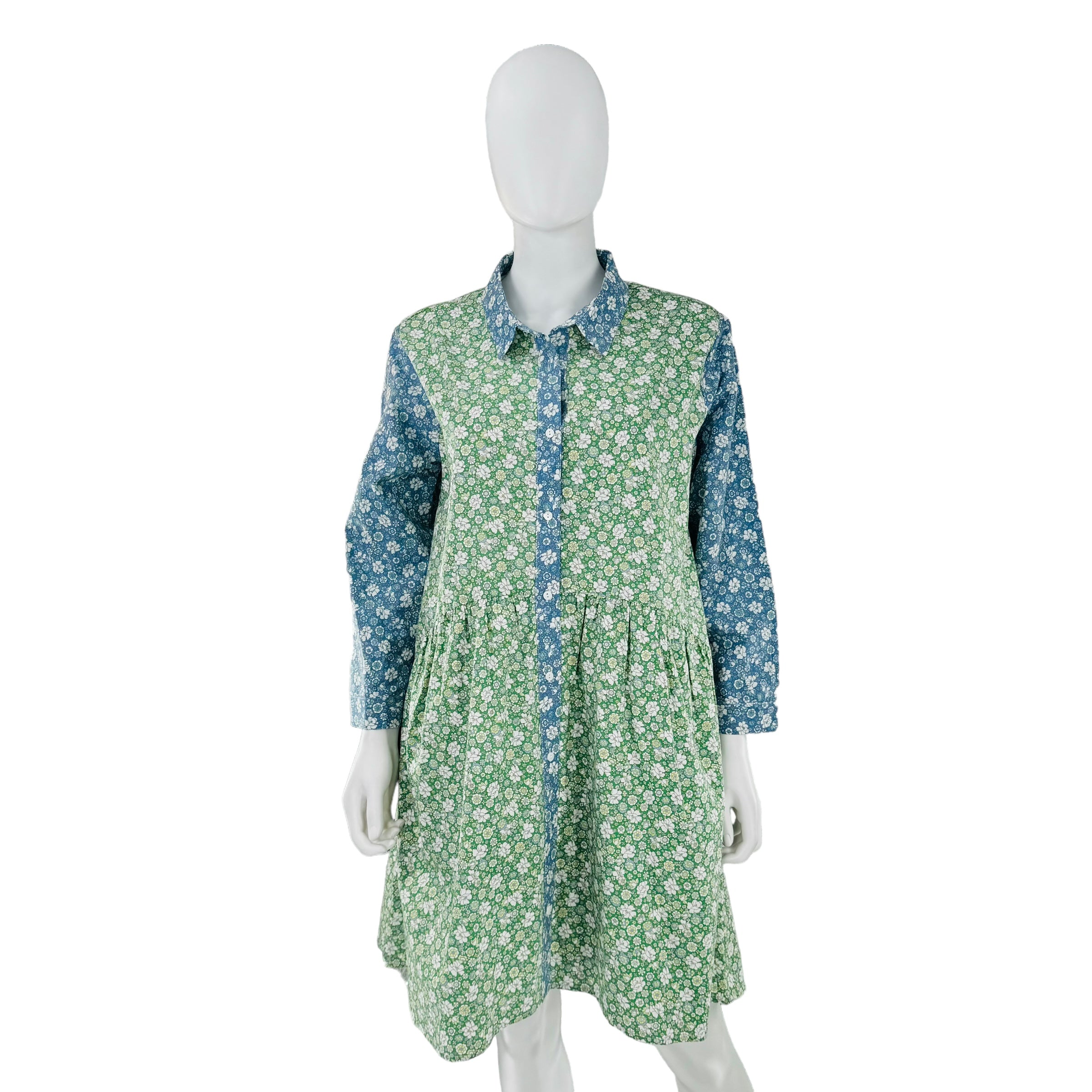 Hyacinth House Floral Print Blocked Celeste Shirt Dress