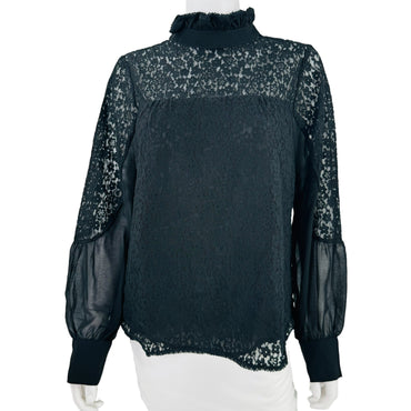 Tuckernuck Black Lace Rosalee Long Sleeve Blouse