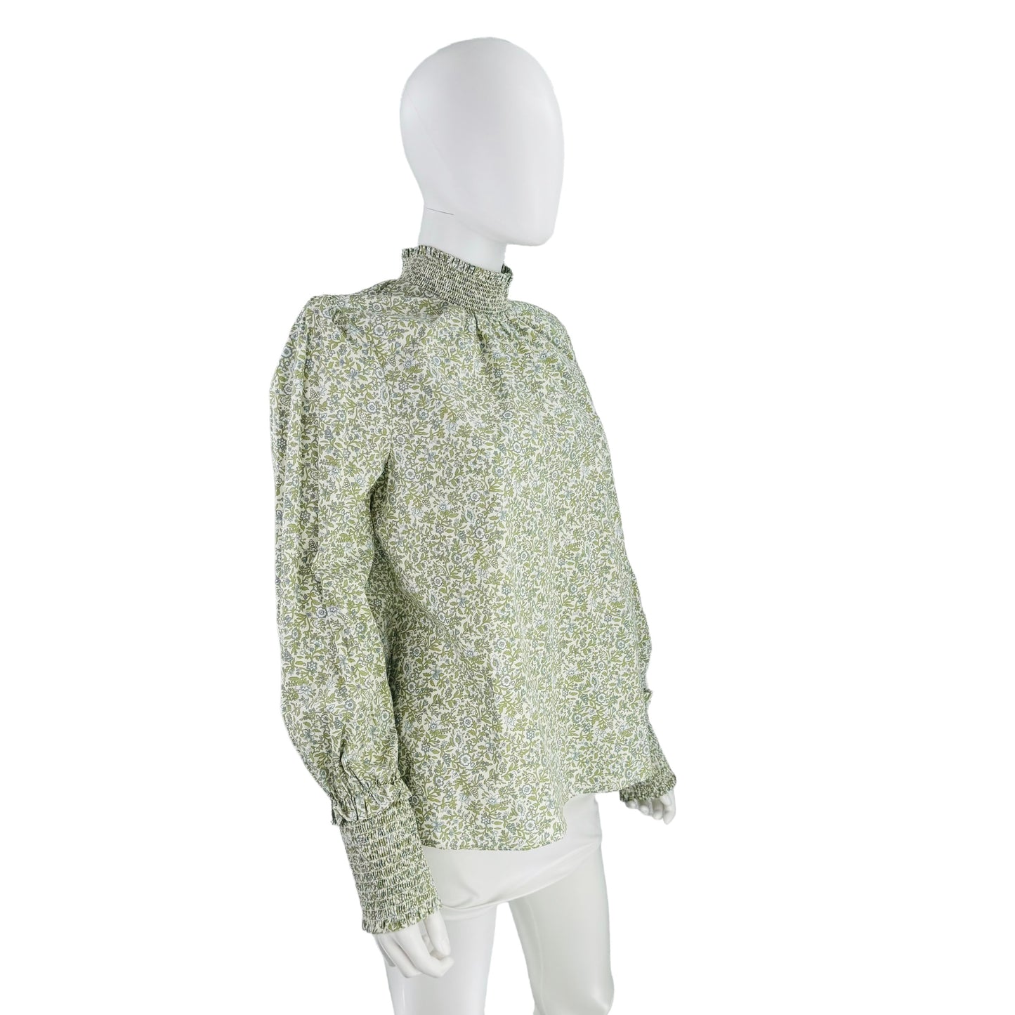 Hyacinth House Sage Floral Mock Neck Long Sleeve Blouse