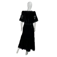 Sea New York Eliana Embroidery Velvet Short Sleeve Midi Dress