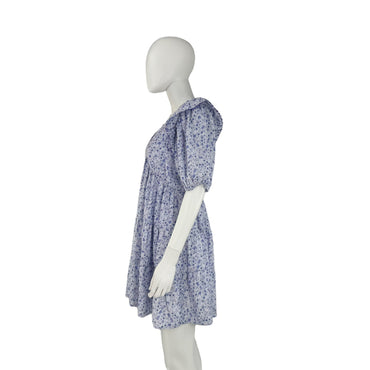 Hyacinth House Purple Micro Floral Print Puff Sleeve Mini Dress