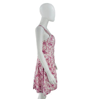 Hyacinth House Pink Abstract Floral Rosemary Drop Waist Mini Dress