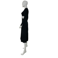 Moon River Black Cut Out Long Sleeve Ribbed Midi Dress