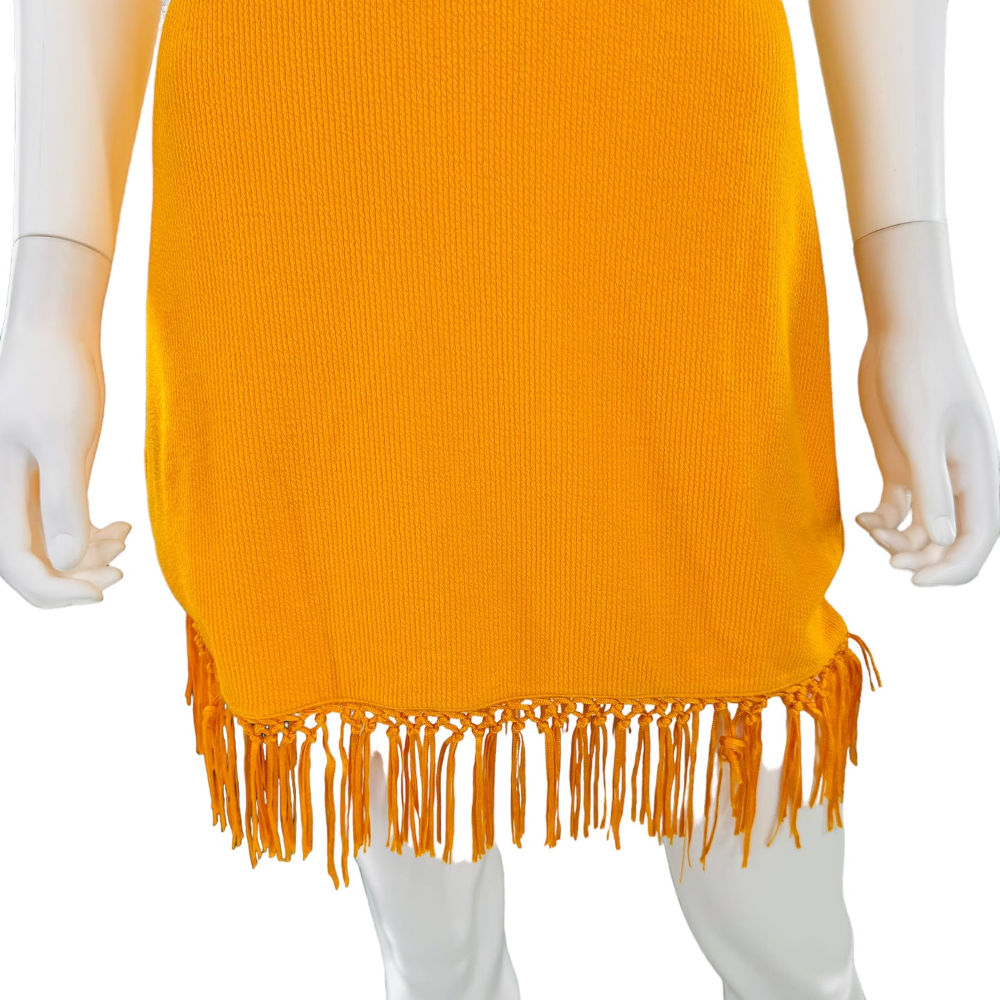 Saylor Leyna Mango Gold Fringe Halter Mini Dress