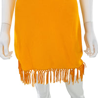 Saylor Leyna Mango Gold Fringe Halter Mini Dress