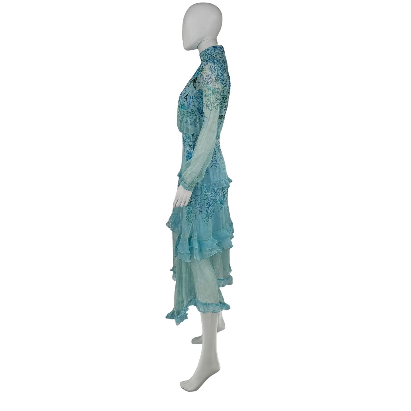 SALONI  Orchard River Jolie-C Dress Formal Silk Long Sleeve Midi Dress
