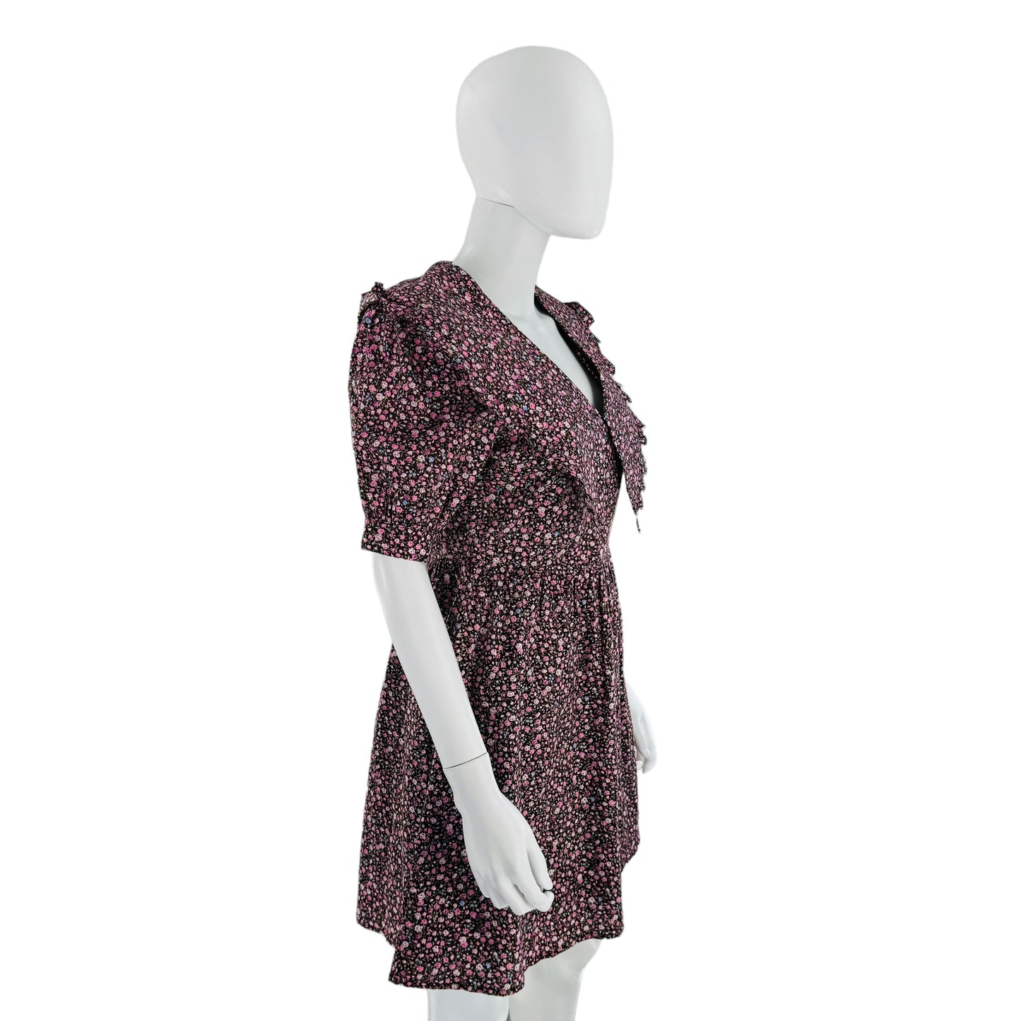 Hyacinth House Black and Pink Floral Victorian Inspired Sadie Mini Dress