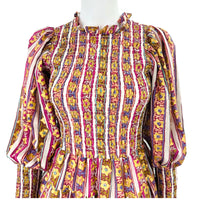 Oliphant Petal Smocked Flirty 3/4 Sleeve Smocked Floral Mini Dress