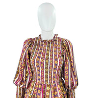 Oliphant Petal Smocked Flirty 3/4 Sleeve Smocked Floral Mini Dress