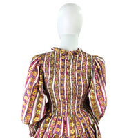 Oliphant Petal Smocked Flirty 3/4 Sleeve Smocked Floral Mini Dress