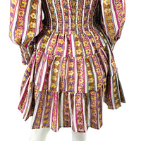 Oliphant Petal Smocked Flirty 3/4 Sleeve Smocked Floral Mini Dress