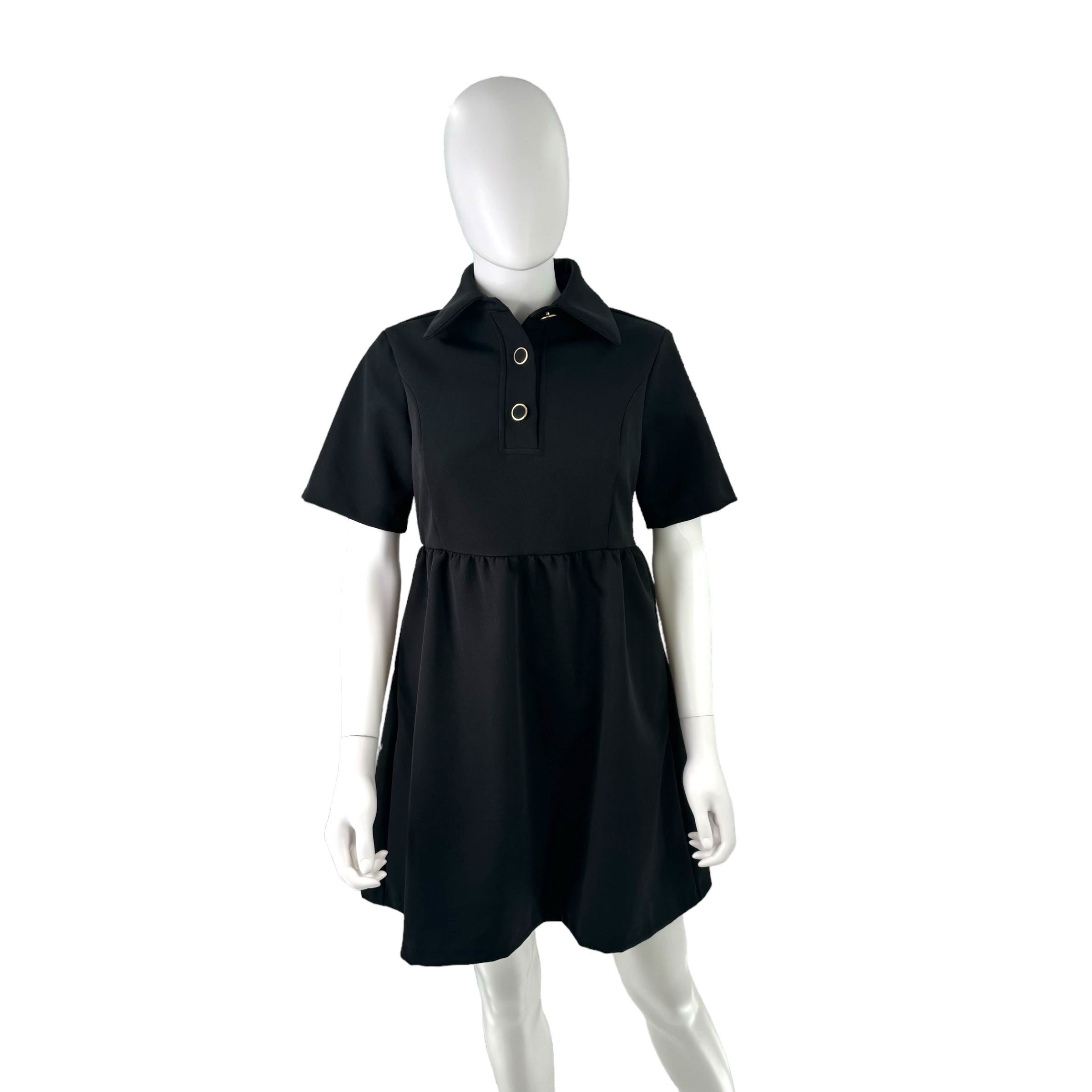 Pomander Place Black Arnelle Short Sleeve Collared Mini Dress