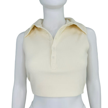 Camila Coelho Beja Collared Sleeveless Top in Ivory