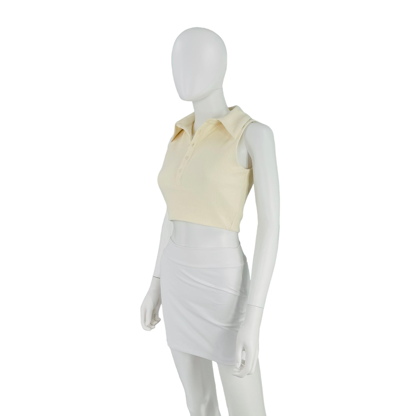 Camila Coelho Beja Collared Sleeveless Top in Ivory