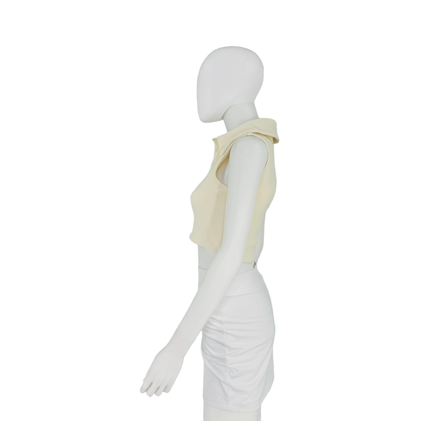Camila Coelho Beja Collared Sleeveless Top in Ivory