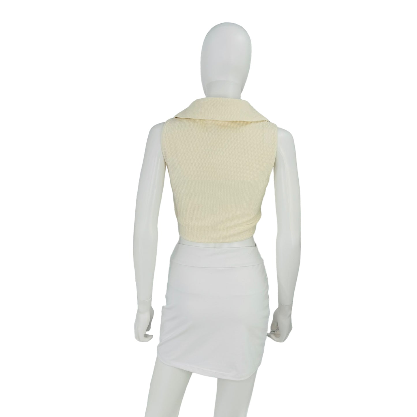 Camila Coelho Beja Collared Sleeveless Top in Ivory