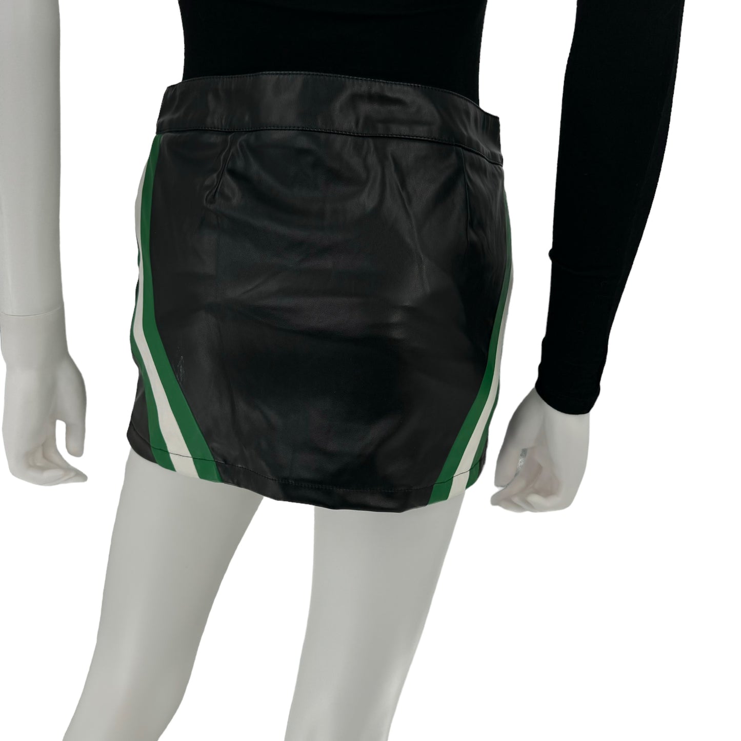 superdown Alexi Faux Leather Moto Bikercore Mini Skirt in Black