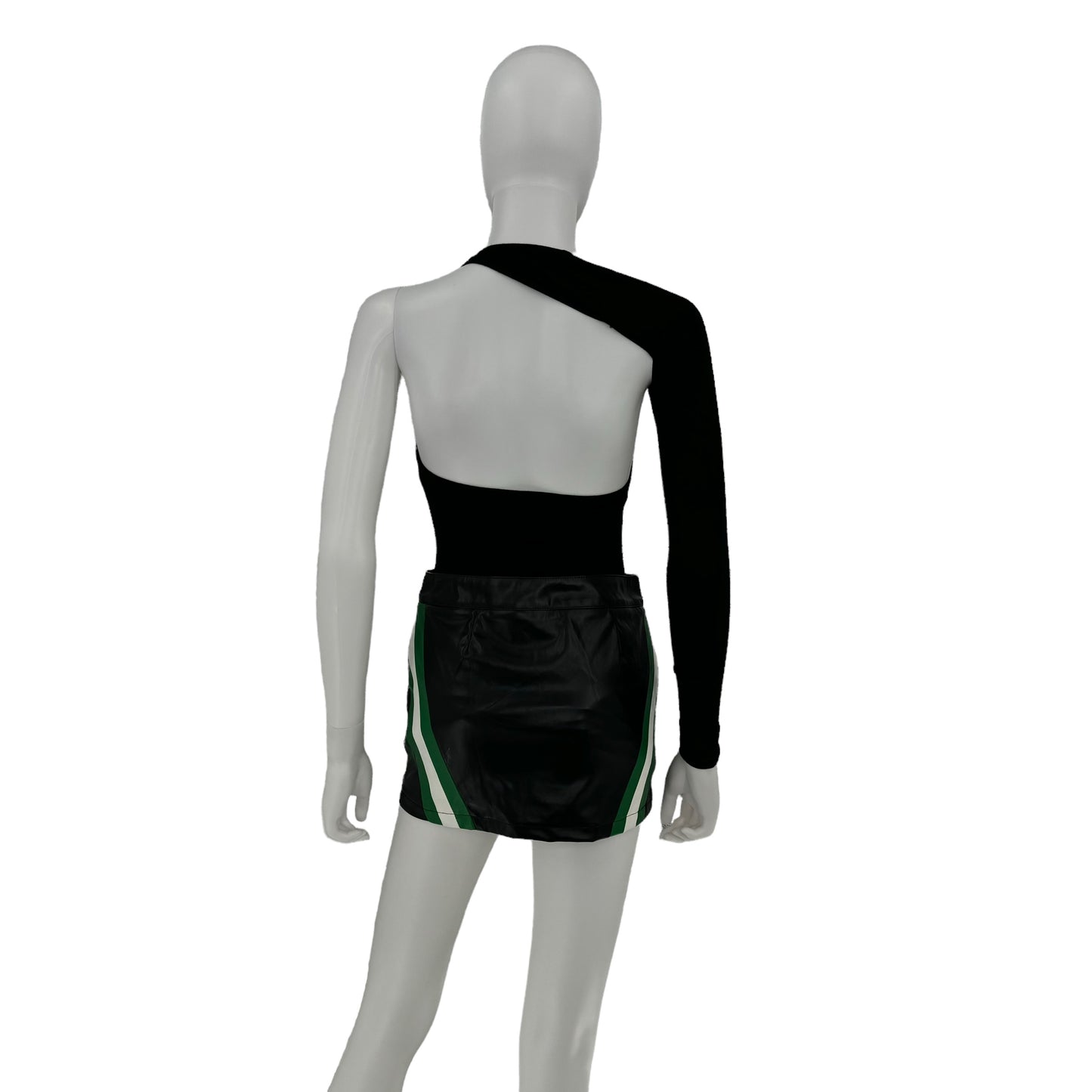 superdown Alexi Faux Leather Moto Bikercore Mini Skirt in Black