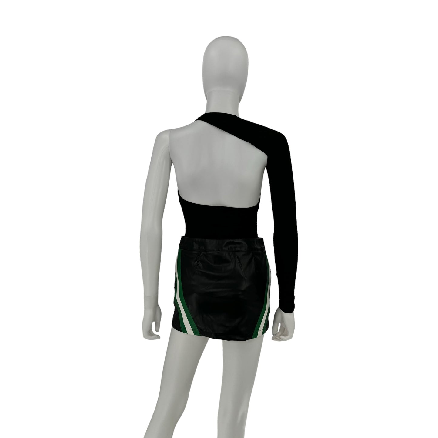 superdown Alexi Faux Leather Moto Bikercore Mini Skirt in Black