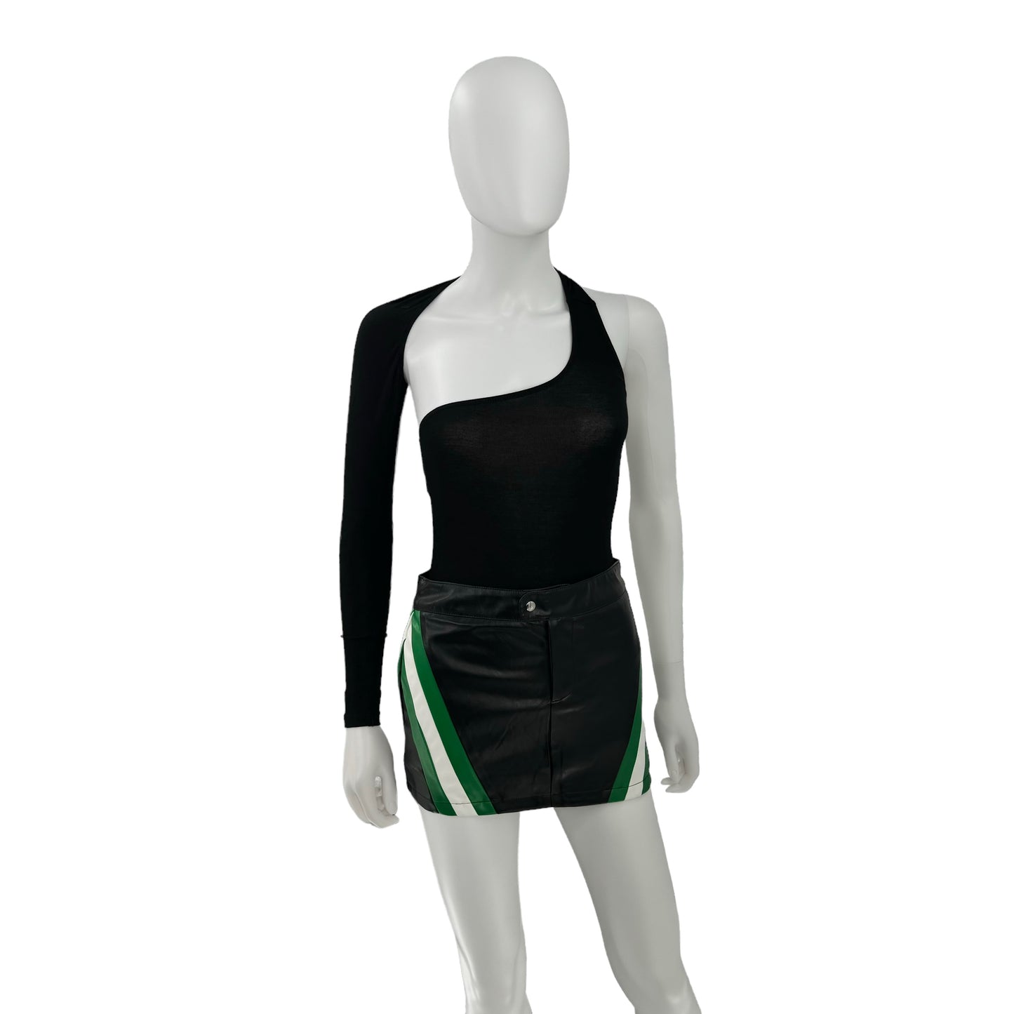 superdown Alexi Faux Leather Moto Bikercore Mini Skirt in Black