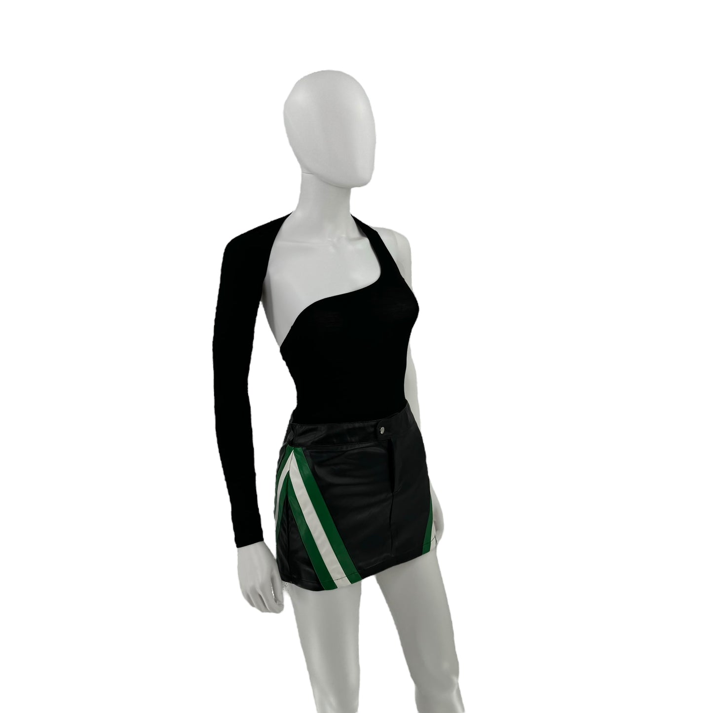 superdown Alexi Faux Leather Moto Bikercore Mini Skirt in Black