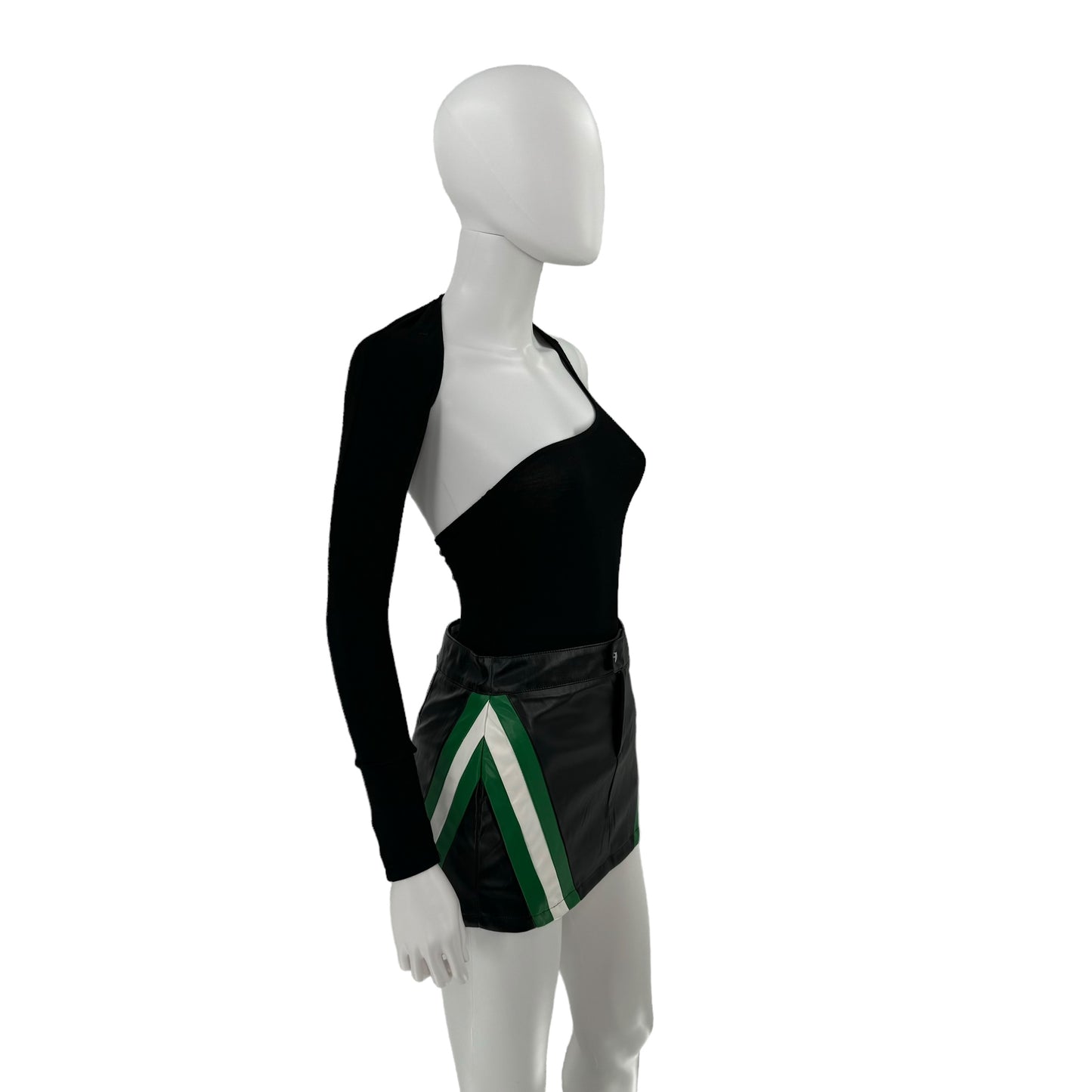 superdown Alexi Faux Leather Moto Bikercore Mini Skirt in Black