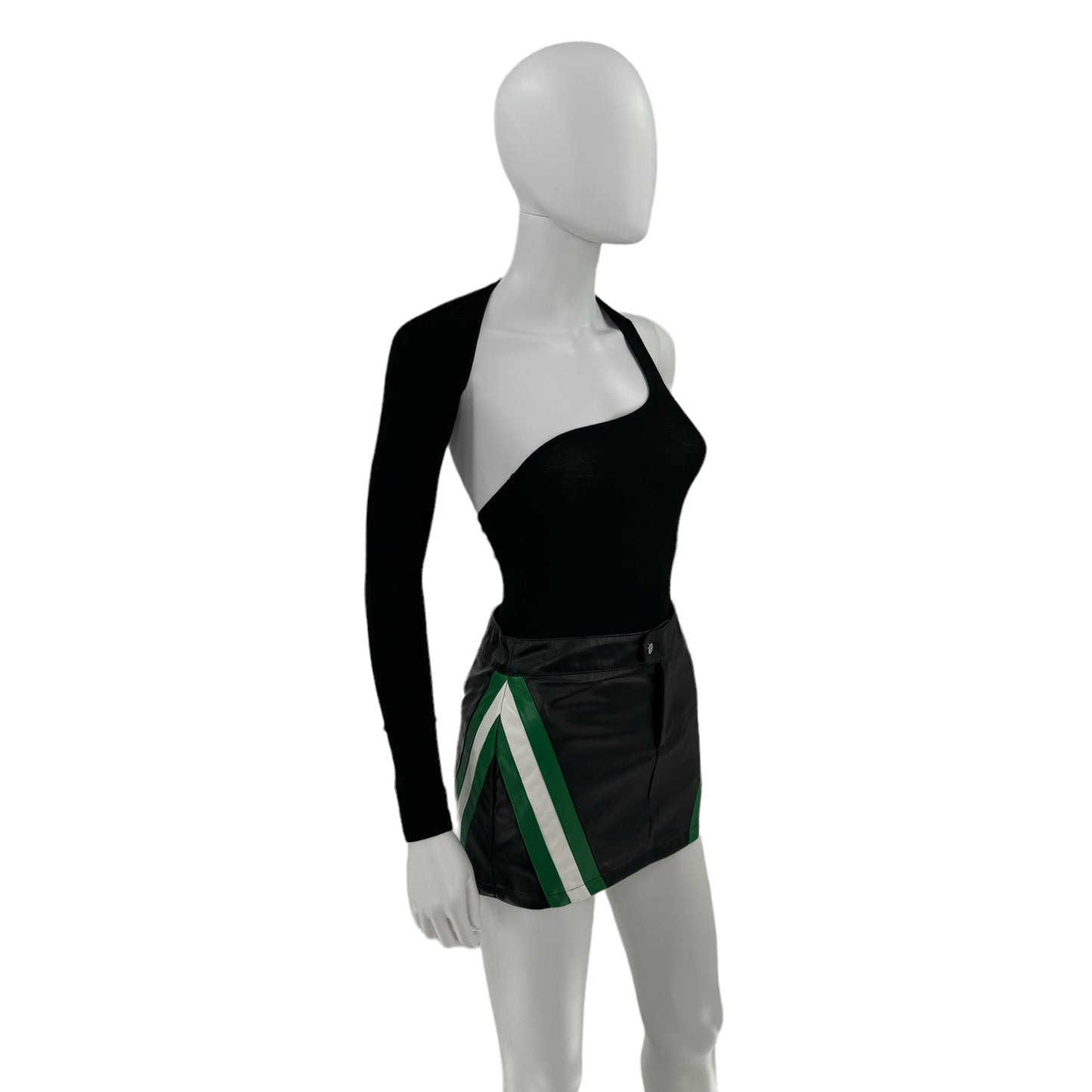 superdown Alexi Faux Leather Moto Bikercore Mini Skirt in Black