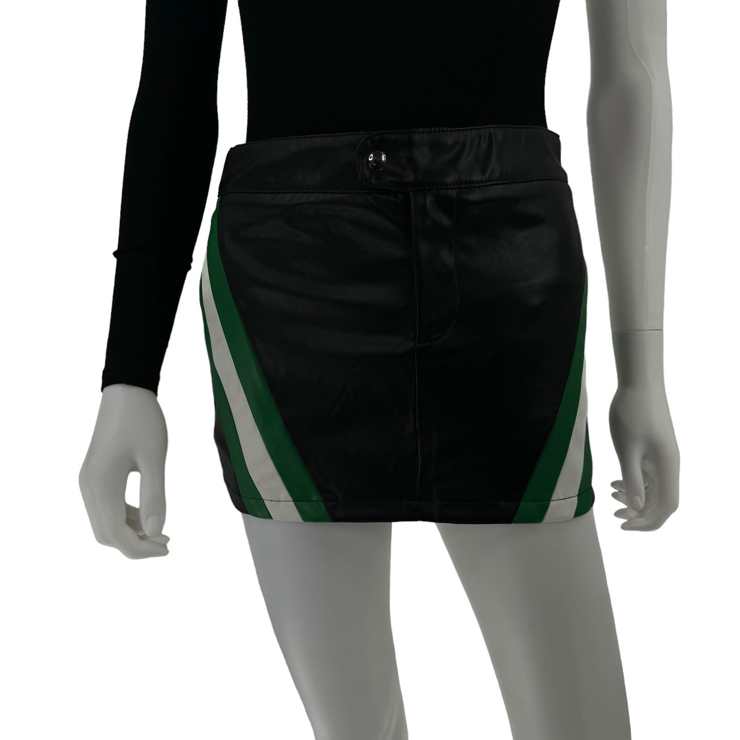 superdown Alexi Faux Leather Moto Bikercore Mini Skirt in Black