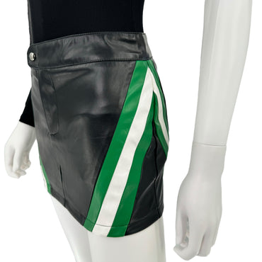 superdown Alexi Faux Leather Moto Bikercore Mini Skirt in Black
