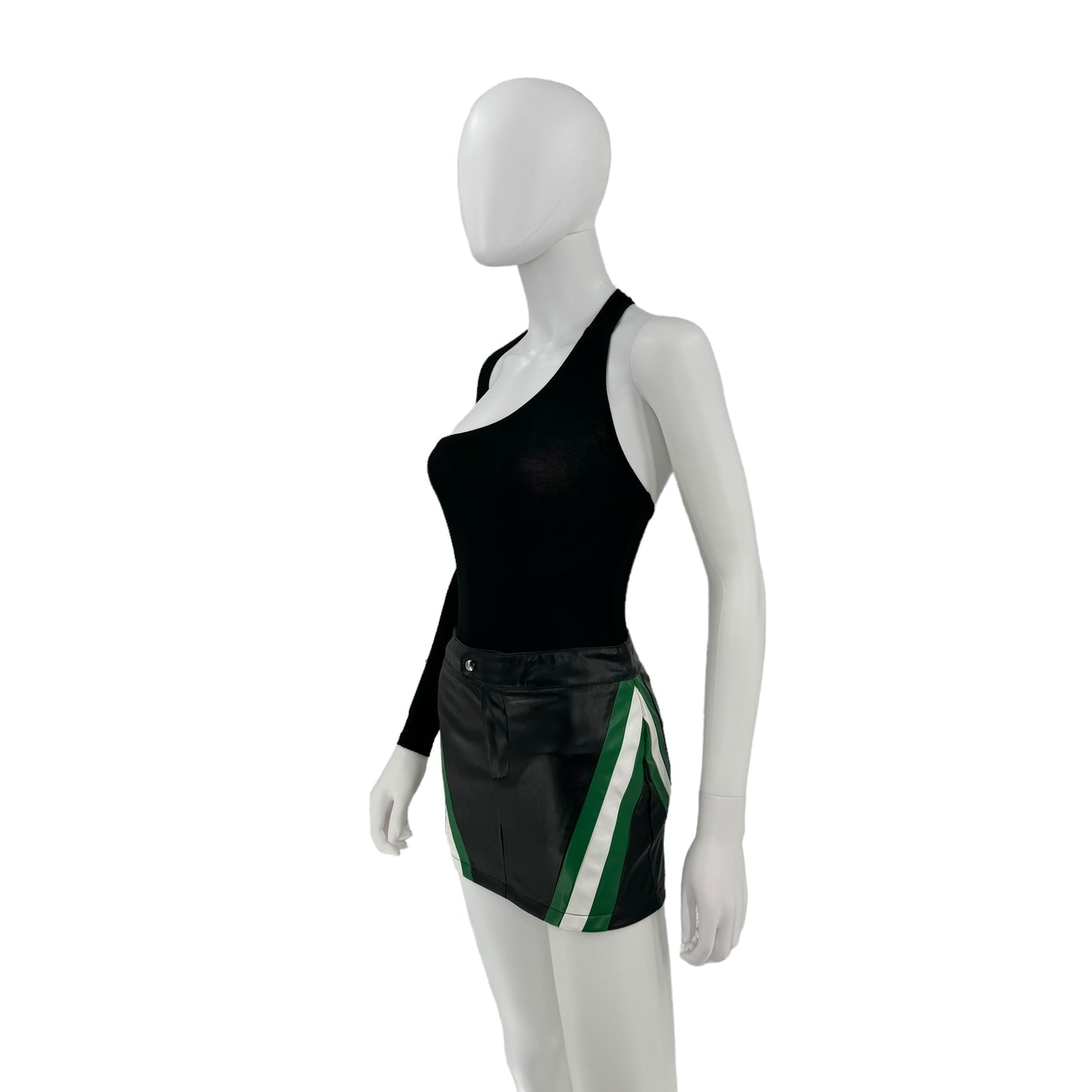 superdown Alexi Faux Leather Moto Bikercore Mini Skirt in Black