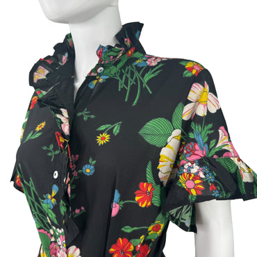 Mille Victoria Black Floral Short Sleeve Maxi Dress