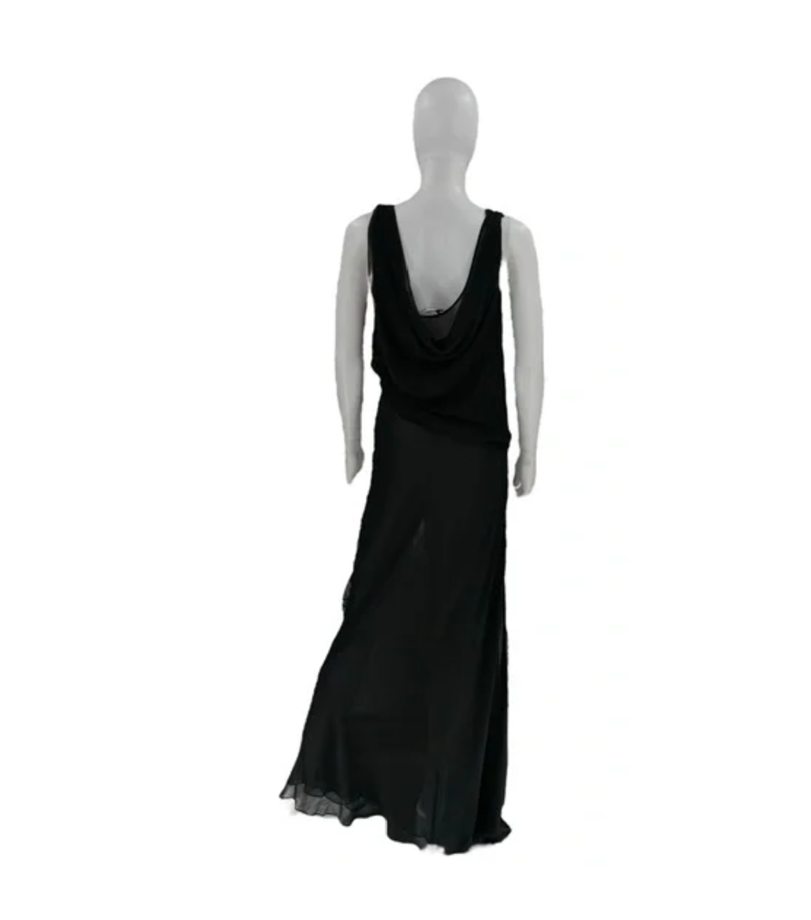 Christopher Esber Silk Formal Sheer Draped Cowl Tank Maxi Dress in Black