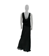 Christopher Esber Silk Formal Sheer Draped Cowl Tank Maxi Dress in Black