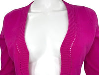 Versace Cashmere Crop Open Perforated Scalloped Knit Cardigan Sweater