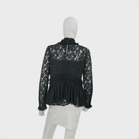 Tuckernuck Black Lace Myla Peplum Blouse