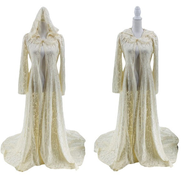 LoveShackFancy Makena Rare Lace Peter Pan Cape Overcoat In Ivory
