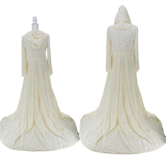 LoveShackFancy Makena Rare Lace Peter Pan Cape Overcoat In Ivory