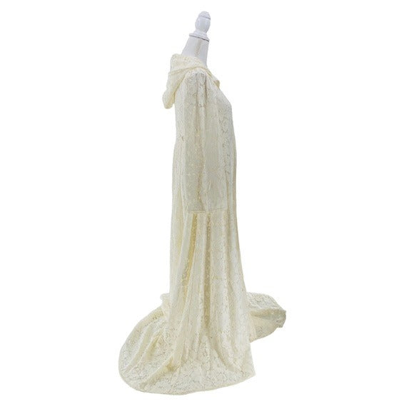 LoveShackFancy Makena Rare Lace Peter Pan Cape Overcoat In Ivory