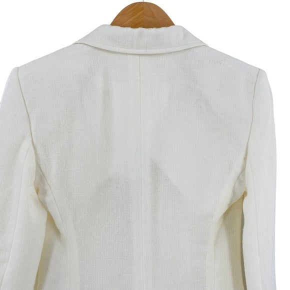 Chloe Wool Cashmere Gauze Rustic Open Front Blazer Eden White Ivory