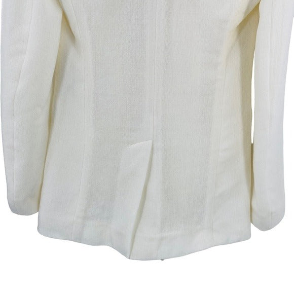 Chloe Wool Cashmere Gauze Rustic Open Front Blazer Eden White Ivory