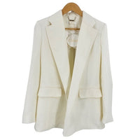 Chloe Wool Cashmere Gauze Rustic Open Front Blazer Eden White Ivory