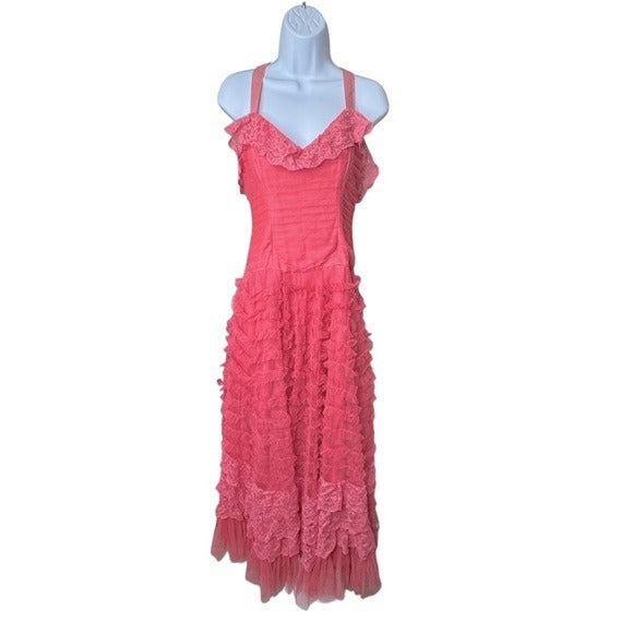 LoveShackFancy Sharelle Tiered Tulle Gown In Pink Passion